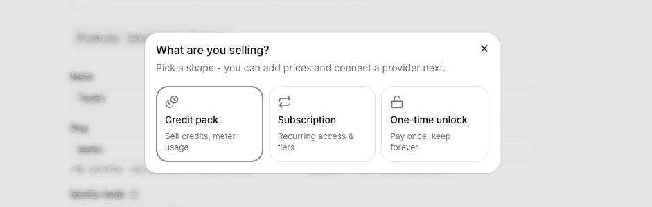 Create product panel